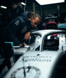 Lewis Hamilton and George Russell with the 2022 Mercedes-AMG Petronas W13