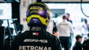 Lewis Hamilton in the Mercedes Garage