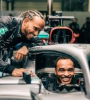 Lewis and Nicholas Hamilton and New Mercedes-AMG Petronas Car