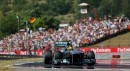 Lewis Taking the Chequered Flag at the Hungarian Grand Prix