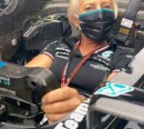 Angela Cullen in Lewis Hamilton's F1 Car