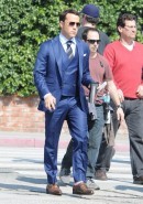 Liam Neeson and Jeremy Piven Filming for Entourage