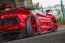 Liberty Walk Lamborghini Aventador Roadster Features Red Carbon, Forgiatos