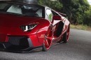 Liberty Walk Lamborghini Aventador Roadster Features Red Carbon, Forgiatos
