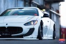 Liberty Walk Maserati GranTurismo in White Gets Custom Stance and Vossen Wheels