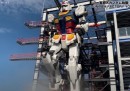 Giant Gundam robot takes its first steps at official unveiling