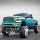 Lifted Dodge Ram Truck on Tiny Car Wheels Can't Be Unseen, Has Cool Wrap