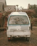 Little Ollive started out as a 2000 Daihatsu Hijet Piaggio Porter delivery van, is now a micro-tiny home on wheels wandering around Europe