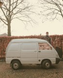 Little Ollive started out as a 2000 Daihatsu Hijet Piaggio Porter delivery van, is now a micro-tiny home on wheels wandering around Europe