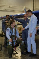 Sebastien is given the last few pieces of advice before getting on the Alpha jet