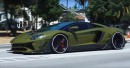 Lowest Aventador Combines Liberty Walk Widebody With Carbon and Green Wrap