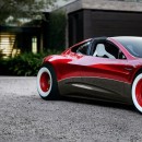 LS Tesla Roadster Hotrod Hybrid rendering by wb.artist20