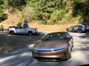 First look at the Lucid SUV prototype, spotted during ad shoot in California