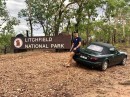 Adam Garth and the 1997 Mazda MX-5 he drove 23,081 kilometers on the ultimate Australian road trip