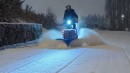 Hand-built snow plow based on electric bike