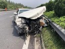 2016 Maserati Ghibli wrecked in one-vehicle crash in China