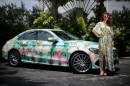 Maria Menounos Wears Tropical Dress Next to an Exotic-Printed 2015 Mercedes-Benz C-Class