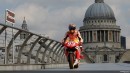 Marc Marquez rides across the Millennium Bridge