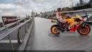 Marc Marquez rides across the Millennium Bridge
