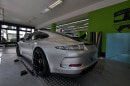 Matte Aluminum 2017 Porsche 911 R with Black Stripes