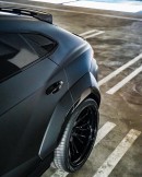 Matte-Black Widebody Lamborghini Urus lowered on matching Forgiatos
