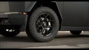 Matte Black-Wrapped Tesla Cybertruck with T Sportline wheels