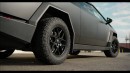 Matte Black-Wrapped Tesla Cybertruck with T Sportline wheels