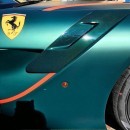 Matte green Ferrari F12 TDF with orange details