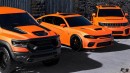 Matte Sunrise Orange Ram 1500 TRX, Charger Redeye, Trackhawk rendering by 412donklife