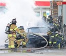 2021 McLaren 765LT fire incident at a gas station
