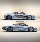McLaren Speedtail P1 full EV hypercar rendering by spdesignsest