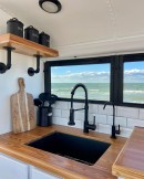 Linus is a skoolie conversion styled as an off-grid-capable surfer's dream machine