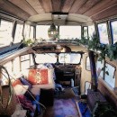 Ophelia the Cosmic Collider is a frankenbus made of a '48 Chevy skoolie, with a VW roof and a handmade loft
