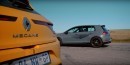 Megane RS 300 Trophy Drag Races Old Volkswagen Golf GTI TCR, Photo Finish Follows