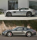 Mercedes AMG GT vs Porsche 911: side view comparison