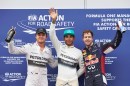 Nico Rosberg, Lewis Hamilton and Sebastian Vettel