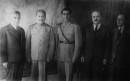 The Young man in the center is the Shah of Iran. the man on his right is Joseph Stalin. Iran, 1943 Peace Conference