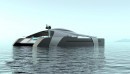 Migma catamaran is strikingly minimalist but still luxurious, hydrogen-powered