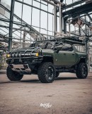Army-Themed 2022 GMC Hummer EV "Warthog" with overland setup rendering by adry53customs on Instagram