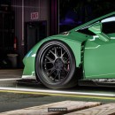 Minty Green widebody Lamborghini Huracan Performante in Forged Carbon rendering by dm_jon on Instagram