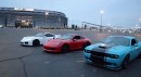 Modded Dodge Challenger Hellcat Races Porsche 911 Turbo
