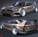 Contemporary Mercedes-Benz 190 Evo II sketched with DTM values and a bit of Mustang DNA