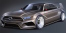 Contemporary Mercedes-Benz 190 Evo II sketched with DTM values and a bit of Mustang DNA