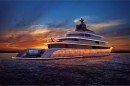 Moonstone concept, a superyacht with an ever-changing hull due to dimmable, programmable panels
