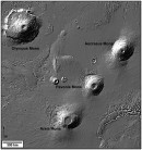 Tharsis Montes trio and Olympus Mons