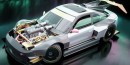 Nissan 240SX Ferrari V8 slammed widebody rendering by _kit_core