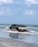 Tesla Cybertruck playing in the water
