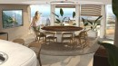 Naboo is a superyacht whose three decks are connected by an inner garden, with incredible amenities and zero carbon footprint