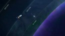 Rendering of NASA sounding rocket heading up during the eclipse