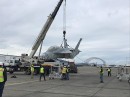 Damaged EA-18G Growler before repairs